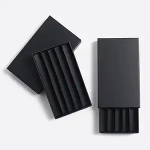 사용자 정의 검은 담배 5 팩 사전 롤 상자 포장 튜브 서랍 푸시 엄밀한 디스플레이 크래프트 종이 상자 사전 롤 포장