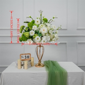 ลูกบอลดอกไม้ทำมือ DKB สีขาวเขียว ประดับดอกกุหลาบ สำหรับงานแต่งงาน - Product Image 2
