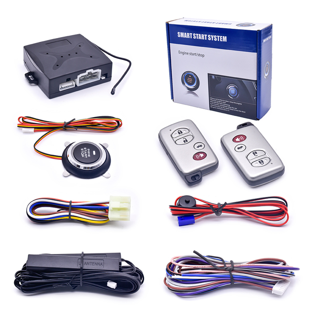 PKE Keyless Entry Car Alarm System Remote Engine Start Stop Push Button Universal 12V One Way