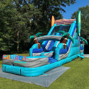 Tobogán Acuático Inflable Good Vibes Beach Surfing <span class=keywords><strong>con</strong></span> Obstáculos, <span class=keywords><strong>Casa</strong></span> <span class=keywords><strong>de</strong></span> Brinco Inflable <span class=keywords><strong>con</strong></span> Toboganes Acuáticos y <span class=keywords><strong>Piscina</strong></span> - Product Image 2