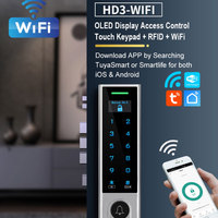 Clavier de contrôle d'accès HFD3-WIFI WiFi Tuya OLED avec lecteur d'empreintes digitales, carte EM/MF, code PIN et déverrouillage à distance par téléphone pour système d'entrée extérieur
