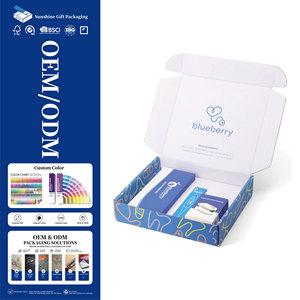 Boîte d'expédition de luxe bleue personnalisée avec insert en papier, emballage haut de gamme pour cosmétiques et soins de la peau avec logo - Product Image 1