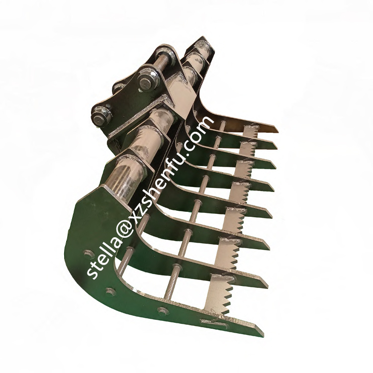 8Tons Mini Excavator Mechanical Rake Bucket Curved Forestry Rake with Good Price for Construction Industries
