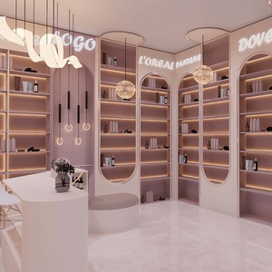 High End Custom Pink Style Cosmetics Store Interior 3D Design Complete Layout One Stop Cosmetic Shop Interior Design Ideas - Product Image 4