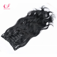 Extensions à clips naturelles ondulées brésiliennes 12A Remy double trame double épaisseur pour femmes, vente en gros