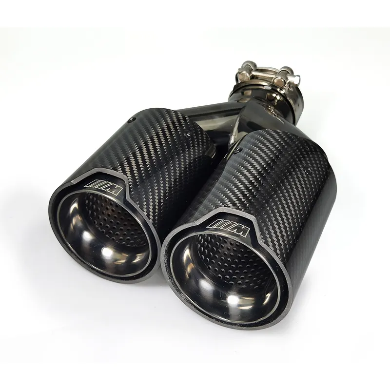 Chrom Exhaust Dual Tips Factory Customize M Performance Black Carbon Fiber + Stainless Steel Muffler for Bmw