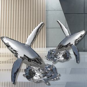 Escultura de tiburón de animal galvanizado de acero inoxidable personalizada, decoración para el hogar, hotel, decoraciones grandes para exteriores - Product Image 2