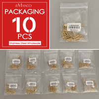 eManco 10PCS Collier chaîne trombone en acier inoxydable plaqué or avec pendentif perle pour femme, usage quotidien et bureau
