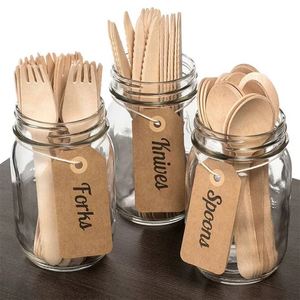 Customize Printing Hot Stamp Biodegradable Recycled Materials High Quality <b>Knife</b> <b>Fork</b> Spoon Disposable Wooden Cutlery Set - Product Image 2