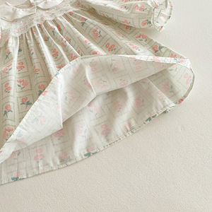 2025 otoño nuevo estilo Pastoral de manga larga <span class=keywords><strong>hermanas</strong></span> traje dulce cuello de muñeca vestidos florales con volantes con encaje para niñas de 2 a 7 años - Product Image 5
