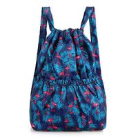 Nouveau sac à dos pour femme, tendance, simple, à fleurs, en nylon et polyester, avec cordon de serrage, léger, résistant à l'usure, grande capacité