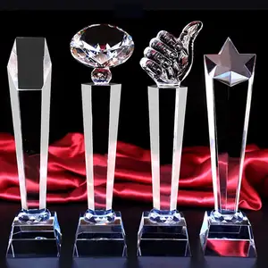 Honor of crystal Wholesale trasparente K9 Crystal Hand Trophy Award trofeo di cristallo con incisione personalizzata