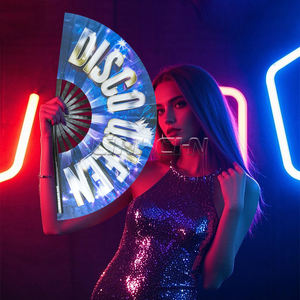 Ventilateur Neon Rave double face personnalisé avec support Artisanat en bambou pour fanatiques - Product Image 2