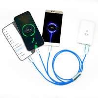 Câble de charge multifonction 3 en 1 Chargeur rapide lumineux Câble de données lumineux à LED Cordon de charge TPE durable