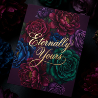 Cartes de remerciement personnalisées en or rose gaufré violet foncé, style gothique, pour mariage, emballage cadeau de luxe romantique, cartes de vœux en gros