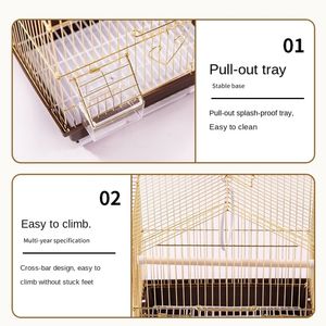 Cages à oiseaux de luxe en gros 2026 pour perroquets, ménagères et oiseaux à perles – Cage d'élevage en fil de fer doré - Product Image 3