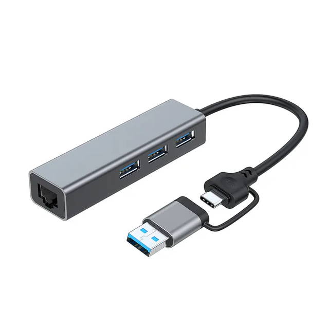 USB C to RJ45 Hub Ethernet Adapter Support 10/100/1000Mbps Network Access USB 3.0 Hub Network Adapter