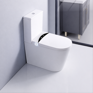 OEM Floor Mounted Two Piece Smart Toilet With Foot Touch Flush and <b>Night</b> <b>Light</b> for Hotel <b>Bathroom</b> T5 Color Black/White Size 730x - Product Image 1