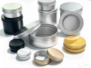 Boîtes en aluminium de 80g, pots en métal, bidons en aluminium, boîtes rondes en aluminium avec fenêtre transparente - Product Image 1