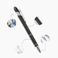 Stylo bille en aluminium multicolore 2 en 1, stylet métallique pour bureau