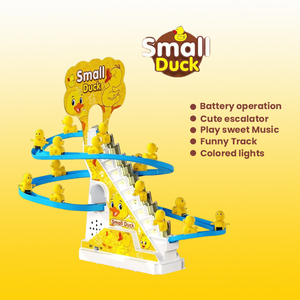 La piccola anatra gialla di vendita calda sale <span class=keywords><strong>le</strong></span> scale e scende la traccia elettrica di anatra che illumina i giocattoli dei bambini - Product Image 3