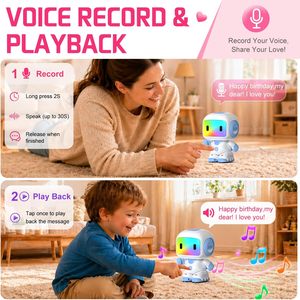 Jouets <span class=keywords><strong>robots</strong></span> DWI Dowellin pour enfants de 3 à 6 ans, mini robot télécommandé avec enregistrement vocal et répétition, visage lumineux LED - Product Image 5