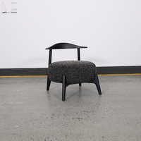 Fauteuil de salon moderne en bois avec dossier incurvé, style Wabi Sabi de luxe, en tissu bouclé, pour salon