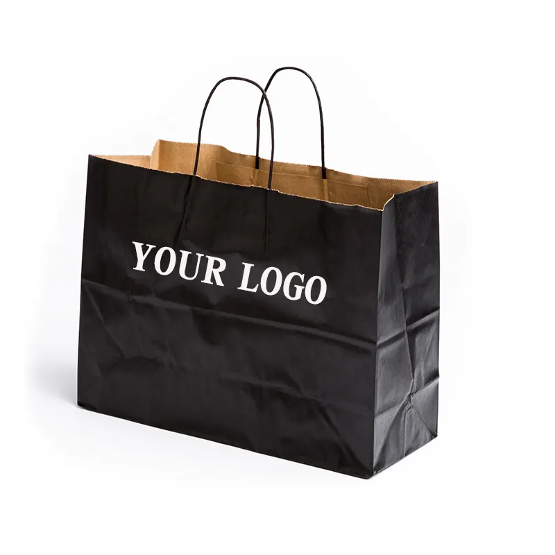 Usine 120g sac en papier kraft recyclé cadeau shopping emballage sac en papier kraft avec poignée personnalisée
