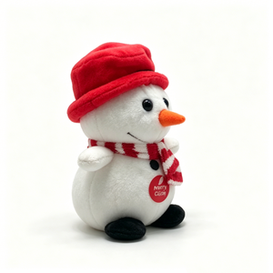 Muñeco de nieve de peluche personalizado con gorro de Papá Noel y bufanda roja, muñeco de nieve de peluche navideño, lindo muñeco de nieve de peluche. - Product Image 1