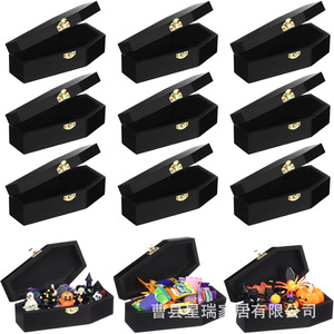 Caja de Almacenamiento con Forma de Ataúd para Halloween, Caja de Madera con Tapa Abatible para Joyas y Dulces, Adorno Decorativo Hecho a Mano - Product Image 5