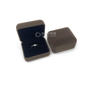 Premium <b>Brown</b> Suede Velvet Ring <b>Box</b> Elegant Jewelry Storage Case For Rings Custom Logo Wholesale Factory Direct Supply - Product Image 3
