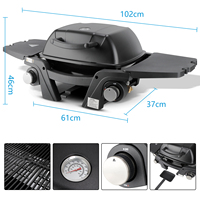 Barbecue à gaz portable certifié CE à 2 brûleurs pour la cuisson en extérieur avec panneaux latéraux pliables