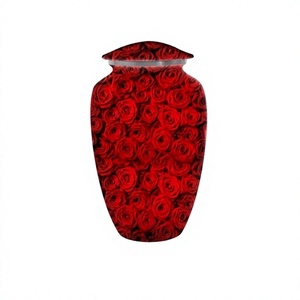 Royal Red Lovely Rose Cremation Adult <b>Urn</b> for Human Ashes <b>Large</b> Funeral <b>Urn</b> With Free Velvet Bag - Product Image 1