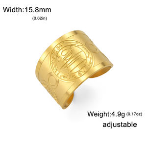 Myshape riqueza fortuna amuleto Kabbalah anillo ajustable hombres Salomón sello secreto anillo de dedo joyería de acero inoxidable impermeable - Product Image 4