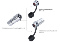 Connecteur de câble auto-bloquant SF8 Push-pull, étanche IP67, prise aviation métallique mâle/femelle, montage sur panneau, M8, 2, 3, 4, 5, 6, 8 broches