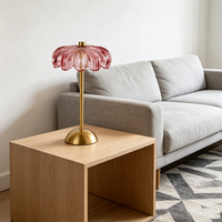 Lampe de table en verre en forme de pétale rechargeable, en laiton doré, avec LED à intensité variable, sans fil, commande tactile, pour bar, chambre, décoration intérieure