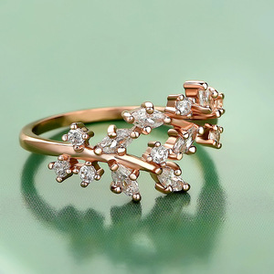 Anello Intrecciato a Forma di Ramo in Tono Rosa per Donne, Gioielli di Moda Creativi e Scintillanti, Vendita all'Ingrosso - Product Image 3