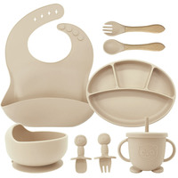 Meilleures ventes : Ensemble de sevrage pour bébé en silicone sans BPA, comprenant un bol anti-déversement et une assiette en silicone à motif animal, vaisselle pour enfants et tout-petits