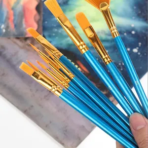 Wholesale Different Size Wood Handle Artist Acrylic Oil Paint Brush Set for Painting