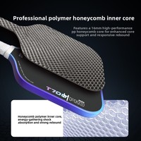 Raquette de pickleball T700 en carbone brut, noyau en nid d'abeille de 16 mm, forme allongée de 415 mm, prête à la vente en boîte colorée