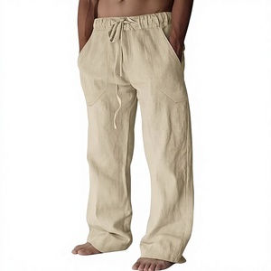 MOMENTUM Men's Brown Canvas Sweatpants <b>Nylon</b>/Cotton Quick Dry Elastic Waist Drawstring Casual <b>Joggers</b> Side Pockets Lightweight - Product Image 1