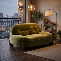 Nouveau Canapé Modulaire Petit 2 Places en Tissu Floqué Effet Nuage Crème Style Italien 2026, Rembourré en Éponge, Luxe Léger