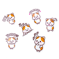 Label anak anjing kustom, pemotong cetakan bahan perlindungan lingkungan PC, stiker kartun lucu tahan air