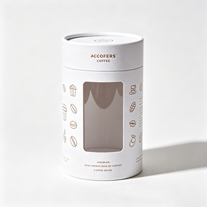 Tube cylindrique en papier kraft en gros avec fenêtre transparente, boîte ronde personnalisée imprimée pour l'emballage de grains de café - Product Image 2