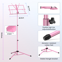 Wholesale Musical Instrument Accessories Pink Color Lightweight Folding Sheet Music Stand for Musicians
