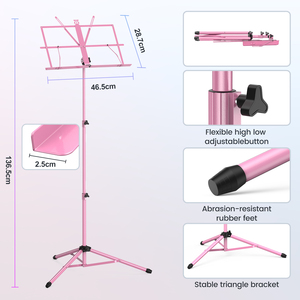 Soporte de Partituras Plegable Ligero de Color Rosa <span class=keywords><strong>para</strong></span> Músicos, Accesorios <span class=keywords><strong>para</strong></span> Instrumentos Musicales al por Mayor - Product Image 3