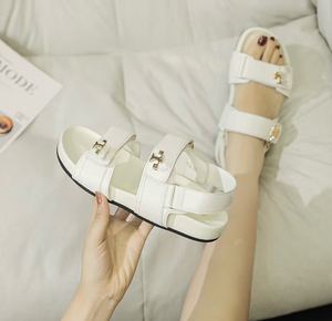 <span class=keywords><strong>Sandales</strong></span> plates pour femmes 2026 avec brides à boucle réglables, dessus en <span class=keywords><strong>cuir</strong></span> véritable et semelle extérieure en caoutchouc – Décontractées et élégantes - Product Image 5