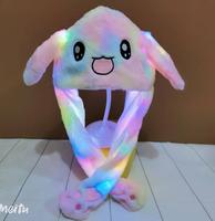 Ragazze simpatici animali peluche cappello da coniglietto per bambini Airbag orecchie mobili LED luce imbottita cappello Cosplay per festa