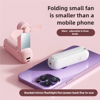 Kipas Mini 5 in 1 genggam portabel, kipas Mini 5 in 1 dapat diisi ulang 1200mAh, senter genggam meja