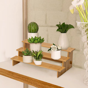 Étagère de présentation à trois niveaux en bambou, 3 étages, multifonctionnelle, de type sur pied, organisateur de bureau pour rangement sur bureau - Product Image 3